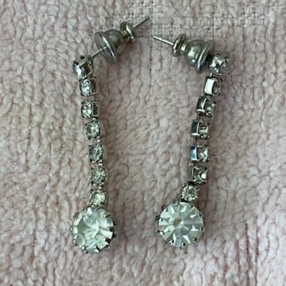 Vintage 5pc ANTIQUE SILVER & RHINESTONE Belt BRACELET Necklace EARRINGS HairClip - Picture 7 of 14